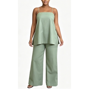 Conjunto de 2 Piezas para <span class=keywords><strong>Mujer</strong></span>: Top de Tirantes Finos y Pantalones Anchos, Estilo Sehe Fashion - Product Image 4