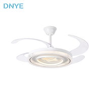 Ventilateur de plafond LED moderne et minimaliste avec télécommande, en fer et acrylique, à vitesse réglable et luminosité variable pour la décoration du salon
