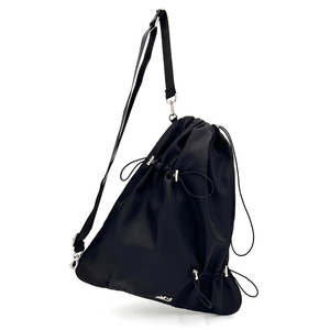 Sac fourre-tout en nylon noir à la mode, idéal pour un usage quotidien, avec cordon de serrage ajustable pour une forme 3D - Product Image 3
