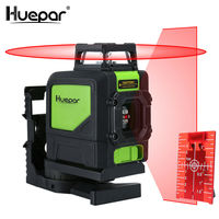 Huepar 901CR ligne transversale horizontale à 360 degrés auto-nivelante, mode multi-impulsions extérieur 5 lignes niveau laser à faisceau rouge