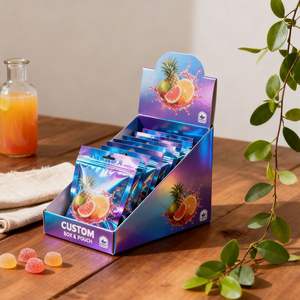 Reuseable <b>Candy</b> Bags Matte Finish Mylar Three Side Seal Zipper Bag With Custom Counter Display <b>Boxes</b> - Product Image 2