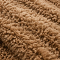Damen Woll-Teddy-Kurzmantel Karamellbraun mit Flauschigem Saum, Hornknöpfen, Einzelner Versteckter Tasche, Locker Geschnittene Winteroberbekleidung