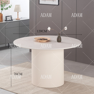Mdf bảng Top Vòng màu be Veneer bảng phòng ăn đồ nội thất màu trắng bàn ăn - Product Image 2