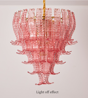 Lustre en verre rose de Murano à la française Design simple et moderne pour Villa Escalier Void Hall Salon Blanc chaud pour un usage domestique
