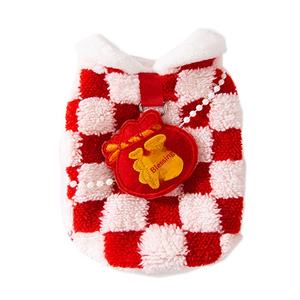 Ropa de Invierno para Perros, Traje Tang de Estilo Chino a Cuadros de Año Nuevo, Chaleco Acolchado de Algodón Cálido para Golden Retriever, Border Collie y Mascotas - Product Image 5