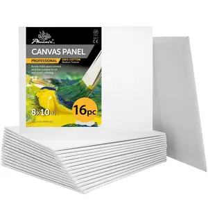 Phoenix Professional Acid Free Medium Grain Non-Toxic 16PK 8x10IN Canvas Panels