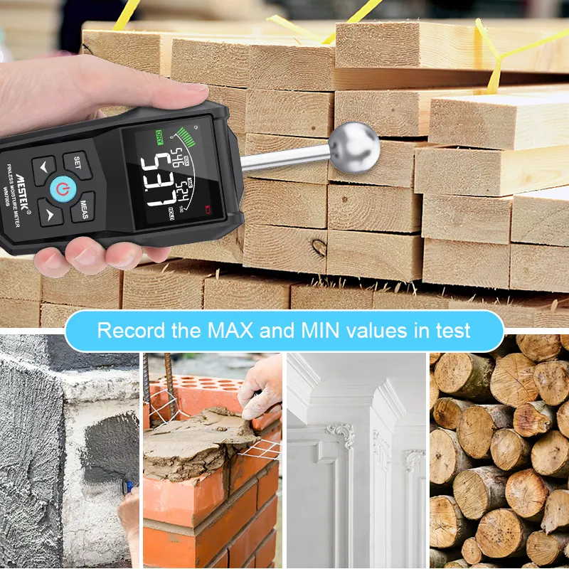 mestek WM700B Digital Spherical Contact Wall Flooring Wood Moisture Meter Pinless Detector Damp Mini Definition