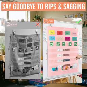 Tableau de poche rose pour la salle de classe, pour l'apprentissage de l'alphabet, mur de mots, calendrier, emploi du temps quotidien, bandes de phrases, affichage d'autocollants - Product Image 6