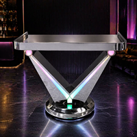 LiqVis - Mesa Móvil de Acero Inoxidable para Discoteca, con Espejo Abyss y Luces LED, para DJ, Fiestas, Clubes Nocturnos y Festivales de Música