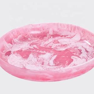 صينية تقديم راتنج قابلة للتحلل يدويًا بتأثير رخامي أكوا دوّام نمط آمن على الغذاء أدوات منزلية وردية اللون - Product Image 3