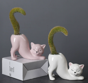 Vasi per Piante in Ceramica Stile Art Déco con Design Creativi di Gatti, <span class=keywords><strong>Scimmie</strong></span> e Piante Succulente, Vaso da Tavolo - Product Image 2
