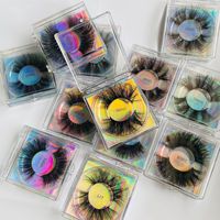 Cils en vison sibérien 3D spectaculaires de 25 mm, vente en gros, faits à la main, avec effet phosphorescent, auto-adhésifs, boîte carrée personnalisée, marque privée