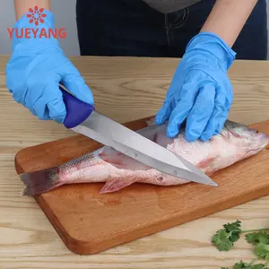 YUEYANG Ergo Grip Curved Blade Breaking Cimeter Knife Granton- With Nylon Handle Butcher Knife Skinning Knife