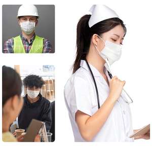 S & J Masker Wajah Bedah Sekali Pakai 3 Lapisan, Respirator ASTM F2100 Tipe 2IIR Mascarilla Masker Medis Warna Putih - Product Image 4
