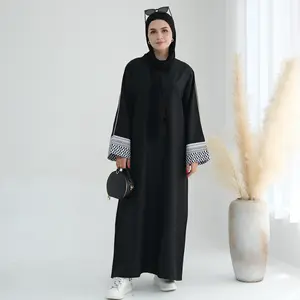 632 длинный Арабский Кафтан с вышитыми рукавами, скромная мусульманская женская Этническая Одежда
