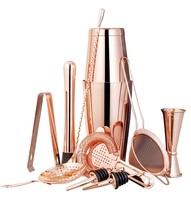 Camol – Ensemble d'outils de bar 11 pièces en acier inoxydable, écologique et moderne, avec shaker Boston lesté, doseur, pilon, passoire et becs verseurs