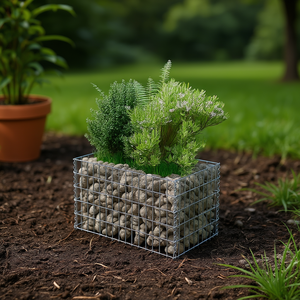 Jardinière surélevée en gabion d'acier galvanisé argenté pour légumes, usage extérieur - Product Image 2