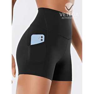 กางเกงโยคะเอวสูง Vetega สำหรับผู้หญิง แห้งเร็ว ระบายอากาศ ซับเหงื่อ ทรงหลวม มีกระเป๋า สีดำ 92% โพลีเอไมด์ 8% - Product Image 3