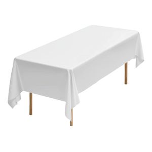 White Rectangle Tablecloths 60 X 102 Inches Handmade Reusable Machine Washable Wedding Party Banquet Covers - Product Image 1