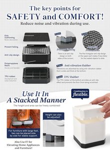 भारी-शुल्क 3-4.3 इंच आयताकार प्लास्टिक फर्नीचर रेज़दार ब्लॉक लिफ्ट और वॉशिंग मशीन समर्थन 4000 पाउंड - Product Image 2