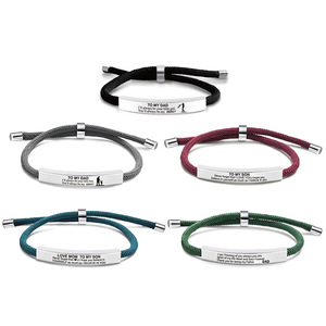 A mio <span class=keywords><strong>figlio</strong></span> braccialetti di lunghezza regolabile <span class=keywords><strong>bracciale</strong></span> Laser Logo stampa acciaio inossidabile nero rosso bianco filo intrecciato corda braccialetto fortunato - Product Image 5