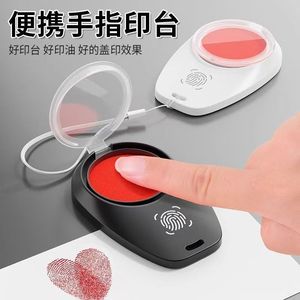 Mini Portable Fingerprint Inkpad Quick Drying Flip Top <b>Stamp</b> Office Use Round Shape Photosensitive Ink - Product Image 2