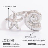 Bague empilable tendance SUMMLY en acier inoxydable plaqué argent 18 carats, motif étoile de mer et coquillage, bijoux de mode pour femme, cadeau de fête
