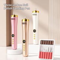 Kit de polissage d'ongles électrique portable en plastique à 3 vitesses réglables, perceuse à ongles rechargeable 3-en-1, lampe à ongles LED