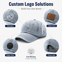 Cappellino da Baseball in Denim Vintage Personalizzato OEM, Cappello Premium in Cotone con Etichetta Privata, Regolabile con Chiusura Snapback, Produzione all'Ingrosso