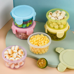 Mini Food Storage Containers Plastic Round Sealed BabyBox Snack Fruit Keeper Single Layer Fresh Cute Design - Product Image 1