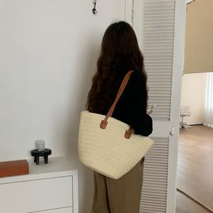 Sac fourre-tout décontracté pour femme, grande capacité, nouveau sac de plage tressé, sac seau, sac de transport quotidien avec fermeture éclair - Product Image 4