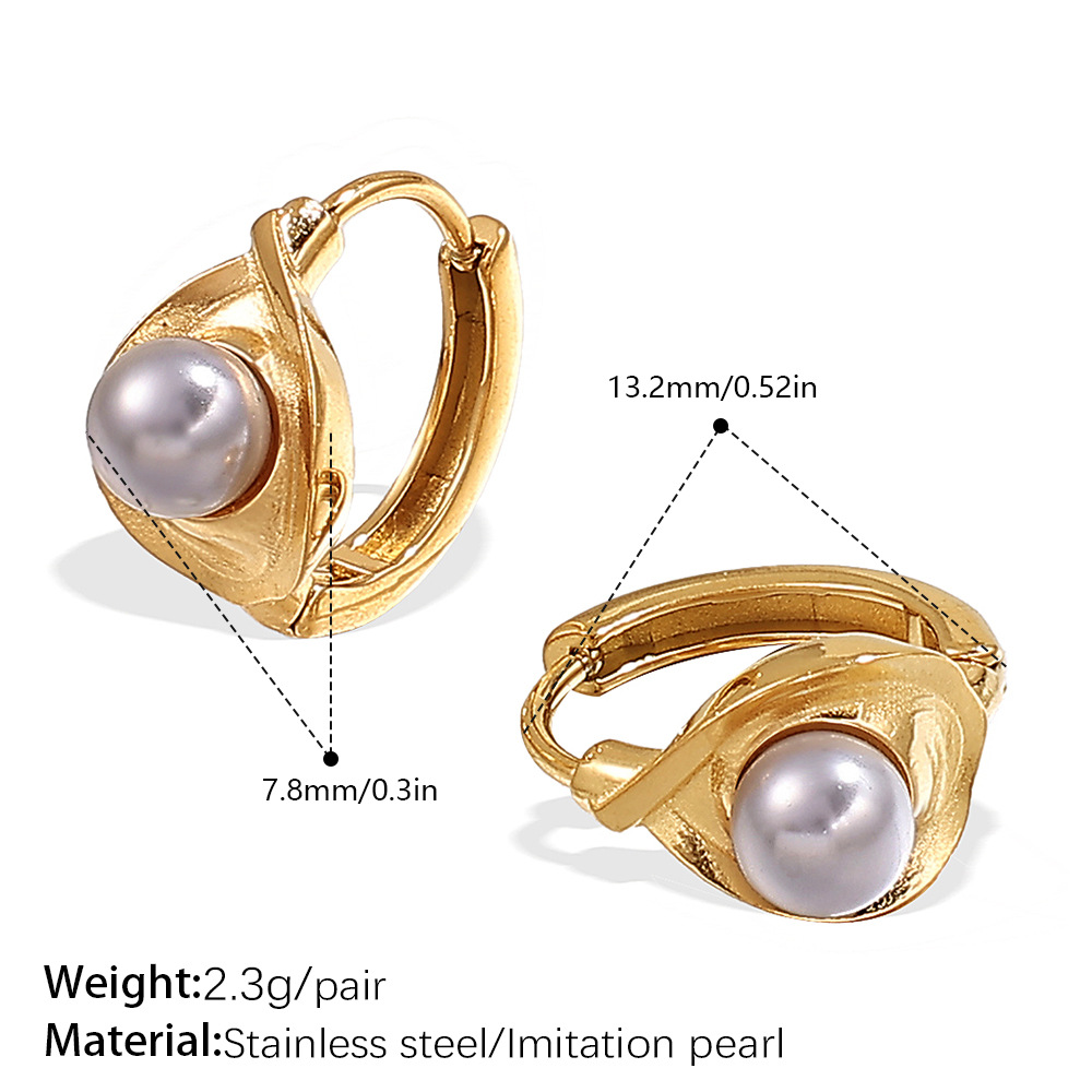 ต่างหูห่วงสีทองประดับลูกปัดสีเทา รุ่น EH1092GYG