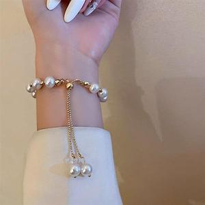 Faux Pearl <b>Beaded</b> <b>Bracelet</b> White Round Shape Zinc Alloy Women's Everyday Wear 2023 - Product Image 2
