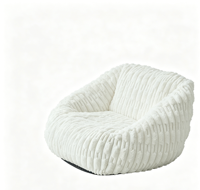 Canapé paresseux simple rayé en fausse fourrure de lapin style crème, compressible et confortable