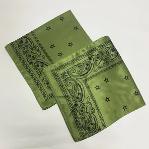 Fashion Paisley Design 16mm Silk Satin Scarf Green Silk Bandana NO MOQ