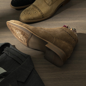 Nouvelles chaussures de marche décontractées confortables et à la mode à lacets en cuir véritable pour hommes - Product Image 4