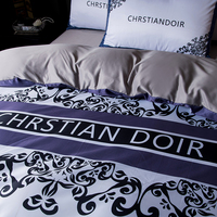 Ensemble de literie 4 pièces en polyester écologique 300tc, imprimé à l'écran rotatif, personnalisable, pour la maison et l'hôtel