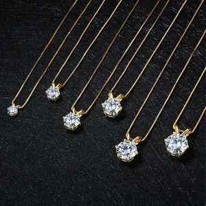 จี้เพชรโมอิสซาไนต์ทรงกลมหลายกะรัต VVS GRA แบบคลาสสิก ทองแดงชุบทอง 14K สำหรับผู้หญิง ใช้งานได้หลากหลาย เหมาะสำหรับใส่ทุกวัน ง่ายต่อการใช้งาน - Product Image 6