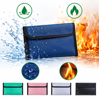 Dompet Dokumen Anti Api Anti Air Grosir, Tas Uang Tahan Api Kecil, Dompet Penyimpanan Portabel dengan Ritsleting, untuk Uang Tunai, Ponsel, Bahan Non-Woven