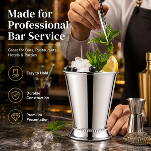 Gobelet à Julep en acier inoxydable 12oz, verre à cocktail incassable en métal pour fêtes en plein air et bars, style Kentucky Derby - Product Image 1