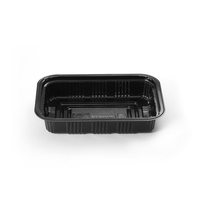 Récipient alimentaire avion JT-01 assiettes alimentaires en plastique divisées jetables noires plateaux à sushi
