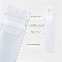 Sac à fermeture éclair en EVA transparent givré, style long, avec trou de suspension, logo imprimé décalé, thermosoudé, pour emballage de cosmétiques, câbles et stylos
