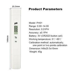 <span class=keywords><strong>PH</strong></span> Meter Digital portabel, penguji <span class=keywords><strong>pH</strong></span> Meter Digital 0.00-14.00 warna putih untuk akuarium air Kolam renang - Product Image 4