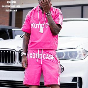 Tùy chỉnh người đàn ông quần áo Zip Up sweatsuits in logo hai mảnh bộ thời trang dạo phố người đàn ông áo gió Tracksuit người đàn ông áo khoác và quần short thiết lập - Product Image 2