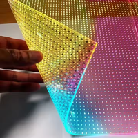 XINTAI Fácil instalación Adhesivo para interiores Transparente Flexible Película LED Pantalla de cristal P3.75 P4 P5 P6 P7.5 para vidrio