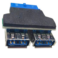 Adaptador de Conversión de 20 Pines a 2 USB 3.0 Hembra para Placa Base de PC, Extensor USB 3.0 de 20 Pines, Últimos Accesorios para Computadora