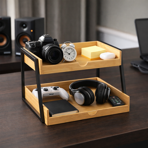Organisateur de <span class=keywords><strong>bureau</strong></span> en bambou personnalisé, étagère de rangement en bois, <span class=keywords><strong>porte</strong></span>-gobelets, petit rangement de <span class=keywords><strong>bureau</strong></span> - Product Image 3