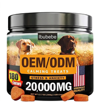 Friandises apaisantes à absorption rapide pour chiens et chats, 180 bouchées, 20 000 mg, soulagement rapide du stress et de l'anxiété, formule de qualité américaine