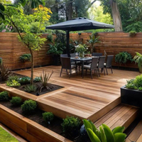 Plancher extérieur en WPC à co-extrusion simple face, carré, lisse, résistant à l'humidité, à emboîtement, antidérapant pour jardin et terrasse