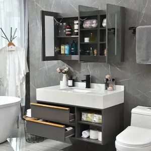 Lanjia 2022 New AZG017 Bathroom Vanity Single Sink Floating Double Sink Vanity Bathroom Vanity With Sink